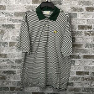 Masters Augusta National Golf Shop Striped Polo Shirt Men’s Large Green White